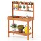 Wooden Potting Bench Table 61" Garden Planting Workstation with 3-Tier Open Shelf-Brown